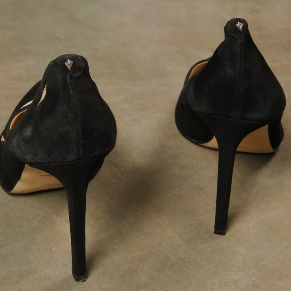 Sam Edelman, Black Suede, Mesh Cutout Heel, Size. 10 - Picture 7 of 9